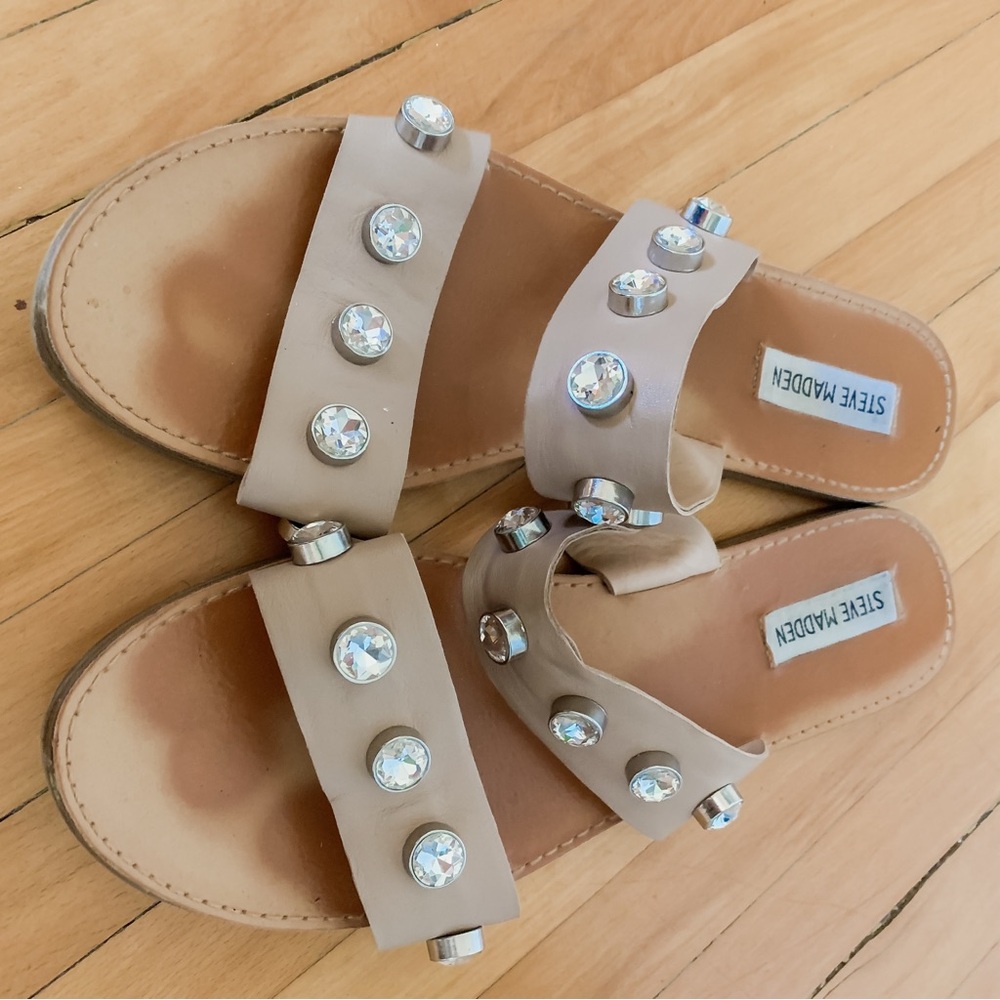 Steve Madden Beige Studded Sandals